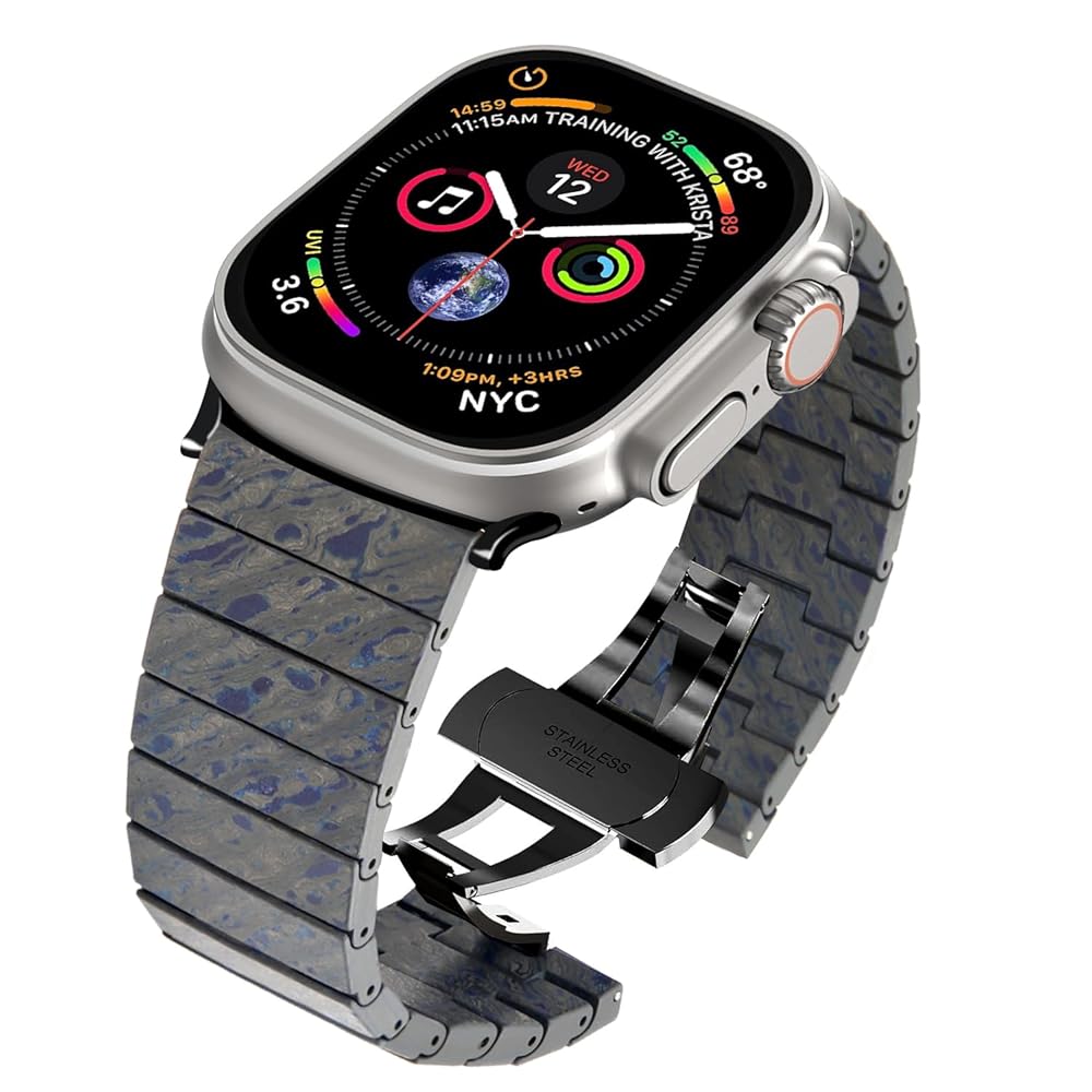 Apple Watch Series 用バンド カスタムカーボンファイバー Series 10対応】ケース付きカーボンファイバー風シリコンバンド
